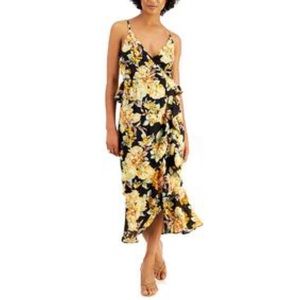 🌻 BARDOT Black Floral Ruffled Hi-Lo Hem
Spaghetti strap Midi Dress